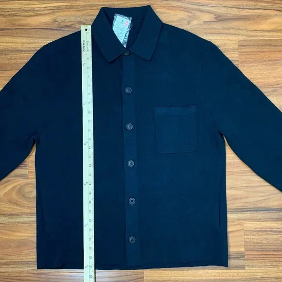 Uniqlo Milano Ribbed Shirt Collar Cardigan Men's Medium NWT Navy